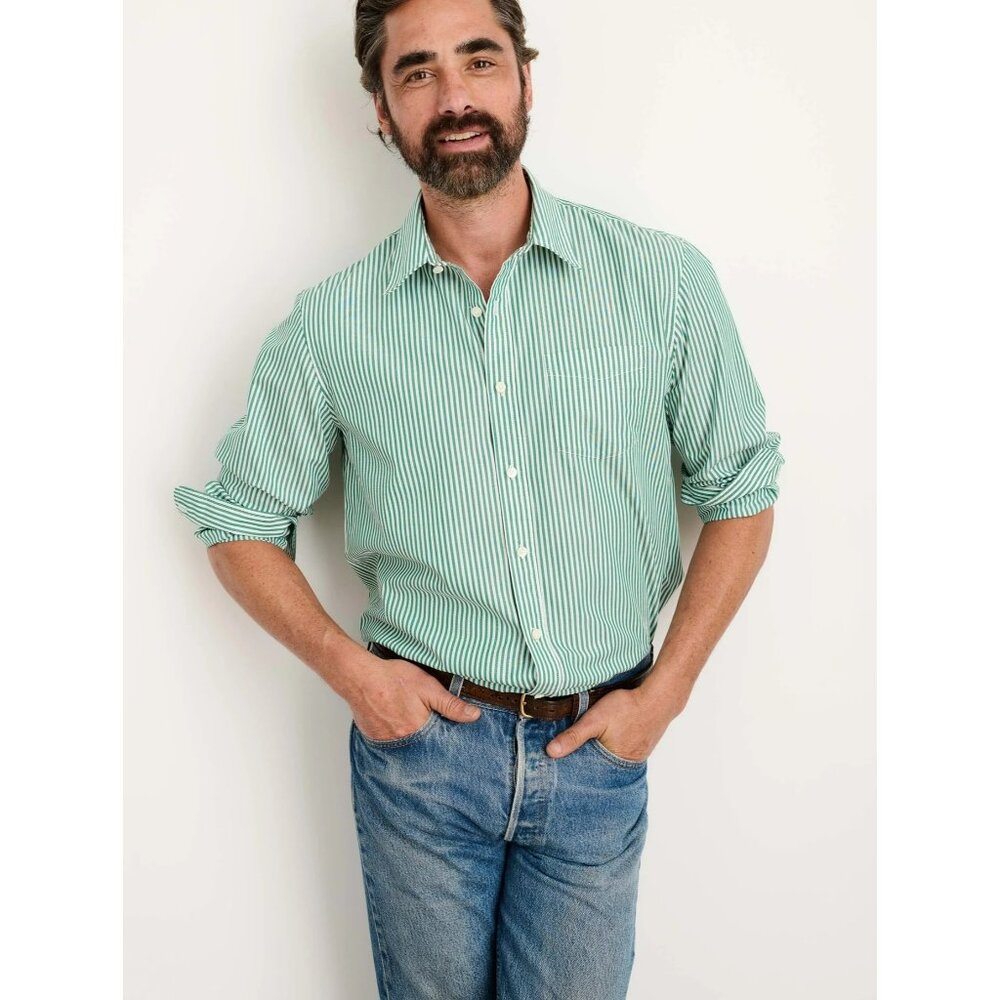 Brooks Brothers Mens Green Non-Iron Dress Shirt 15.5 34/35 Button-Down Long Slee